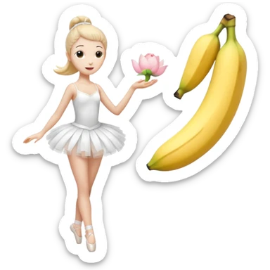 A banana talking to a ballerina with a skirt sticker