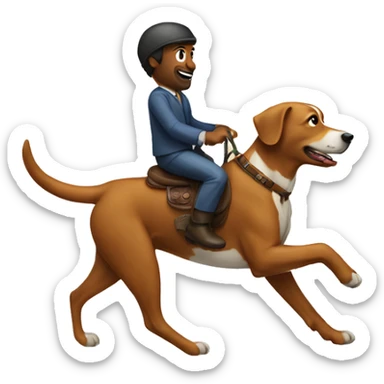 a man riding a dog sticker