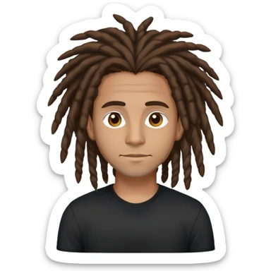 columbian tech man with brown hair, dreadlocks, brown eyes. And black shirt. sticker