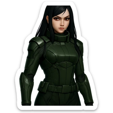 Change the uniform color to green, keep the high-tech officer style, no background. sticker