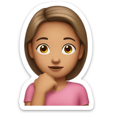 a girl where she put her both hand under her chin sticker