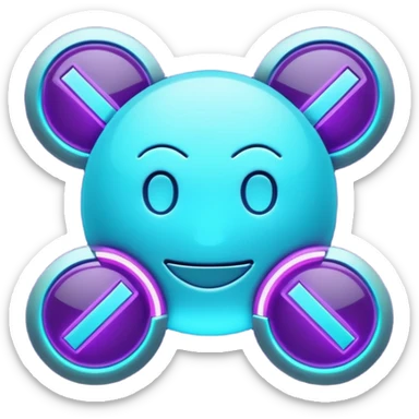 futuristic minimalistic emoji icon, letters "SANG" formed by three glowing digital lines representing Storm, Atom and NoizeGames, neon purple (#8B5CF6) and cyan (#00E0FF) on dark background, modern tech style, 1:1 aspect ratio
 sticker