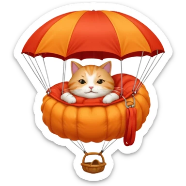 sleepy cat riding red parachute sticker