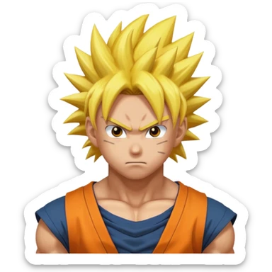 fais goku avec un melange de naruto sticker
