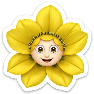 five leaved yellow anemone eyes mouth sticker