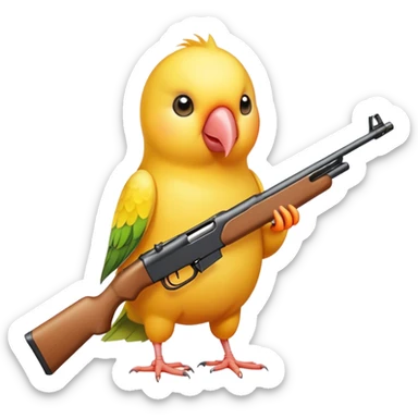 Yellow Lovebird shooting a rifle standing  sticker