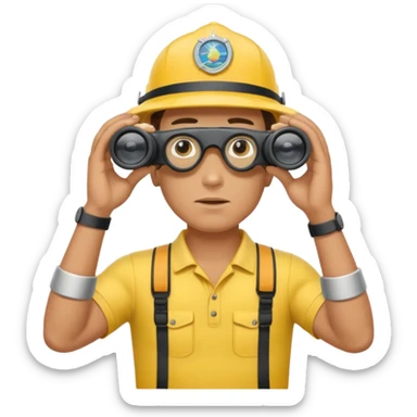 Male lifeguard – yellow shirt, binoculars in hand, scanning the sea sticker
