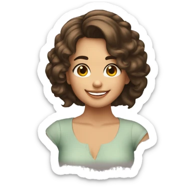 Una chica morena con pelo lacio sonriendo sticker