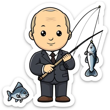Putin fishing sticker