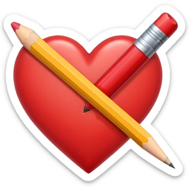 heart with a pencil motif sticker