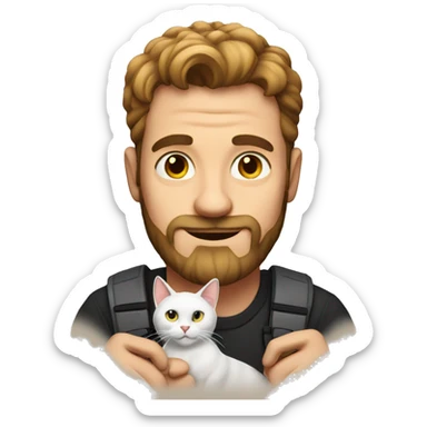 man wth cat sticker