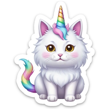 a cat with a unicorn horn sticker
