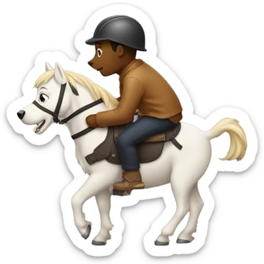 dog climbing on horse's back sticker