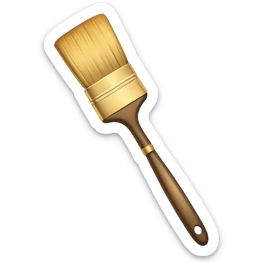 a emoji icon of a painting brush with golden colors and texture and vintag artstyle sticker