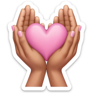 Hands joined in prayer with a pink growing heart sticker