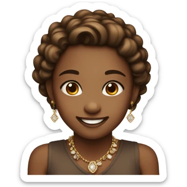 smiling girl in jewelry with brown eyes  sticker