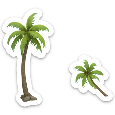 Ocean, beach, island with palm tree sticker