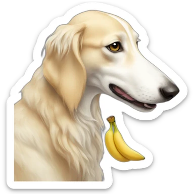 Borzoi eating a banana  sticker