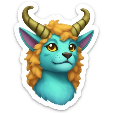 colorful anthro horned Royal vernid fursona Fakemon sticker