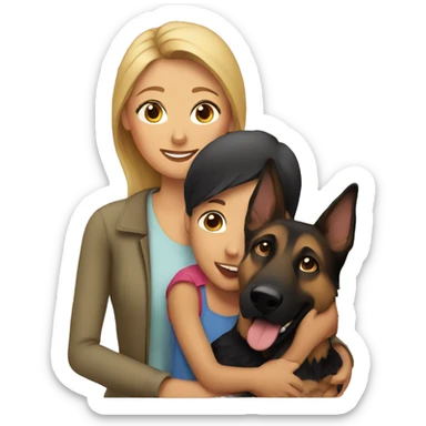 a mom with one kid with a german shepard sticker