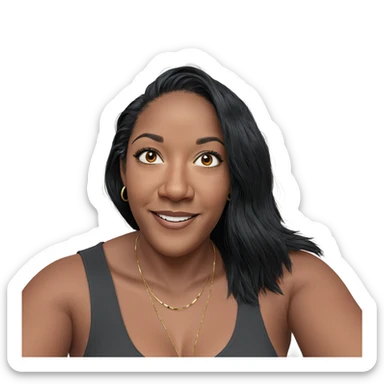 smiling girl with black hair sticker