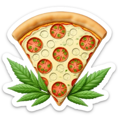 Cannabis plant eating pizza sticker