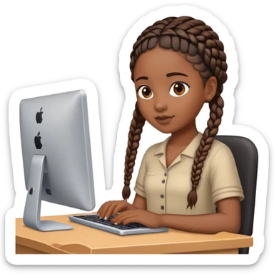 Black girl with braids on computer  sticker