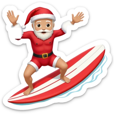 Santa surfing at the beach wearing a red swimsuit  sticker