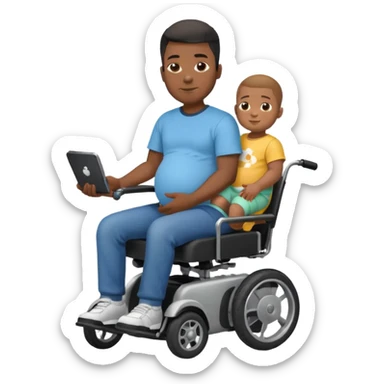 black pregnant man on motorized wheelchair sticker
