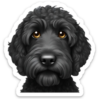All black labradoodle with white spot on chest  sticker