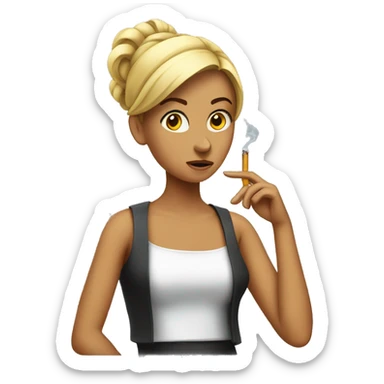 Girl shrugging with cigarette  sticker