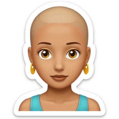 A girl tan skin face emoji with skin head styled. sticker