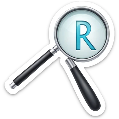 A "R" letter made its a part by magnifier sticker