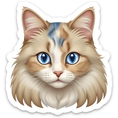 Long haired dilute calico with blue eyes sticker