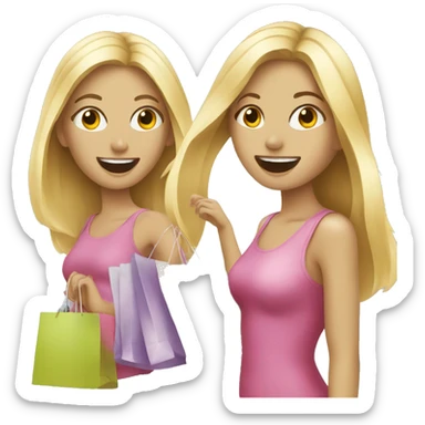 Two blonde girls shopping having fun sticker