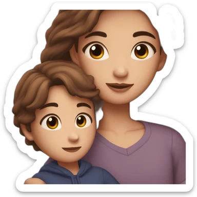 Beautiful Girl with long brown hair and boy with short brown hair cuddling at night sticker