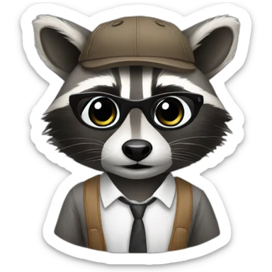 professional raccoon with shirt sticker