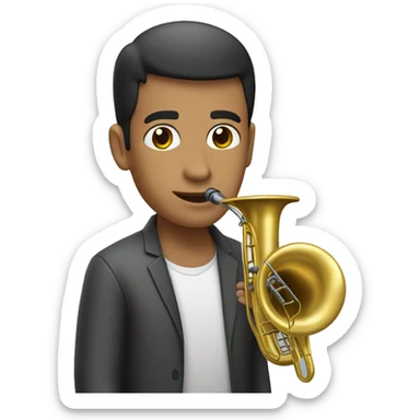 Un joven moreno con una tuba sticker
