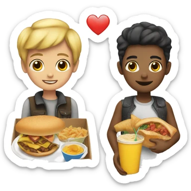 a boy code with ride and love food sticker
