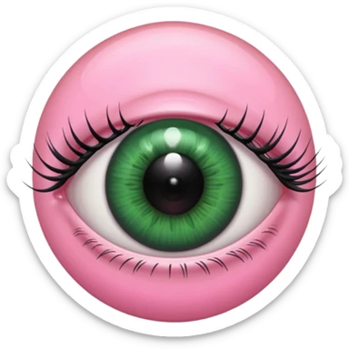 pink green eyeball lashes only sticker