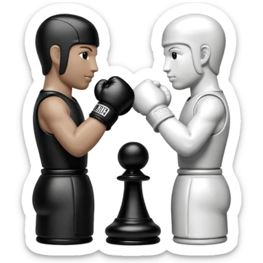 Chess pieces boxing, holding guard and jabbing sticker
