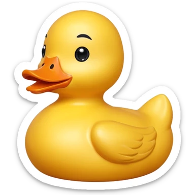 A rubber duck with a big biceps sticker