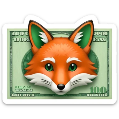 make 100 dollar bill with a fox head silhouette  sticker