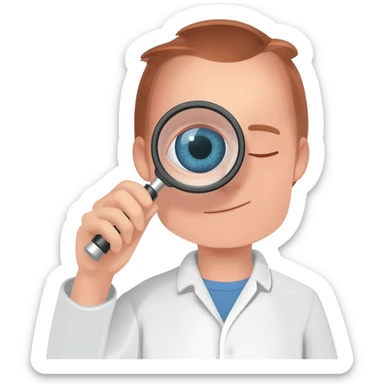 investigating eye with magnifyingn glass sticker