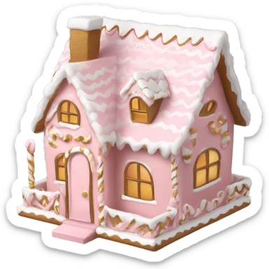 light pink and gold and white gingerbread house sticker