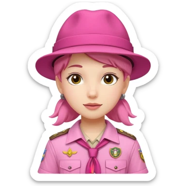 scout bpy with very pink scout uniform including hat sticker