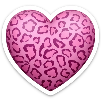 pink leopard heart sticker