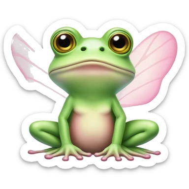 Light green Fairy frog with light pink wings sticker