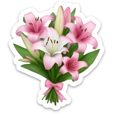 Pretty flower bouquet with pink lillies  sticker