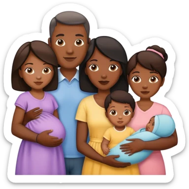 une famille noir mixte  de 2 enfants et 2 parents et 1 bébé sticker